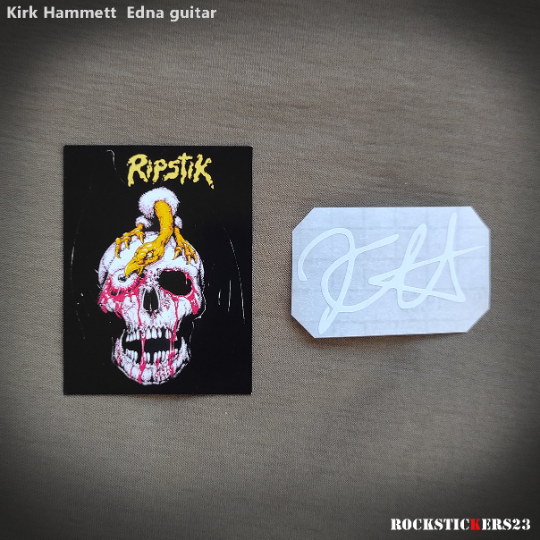 Kirk Hammett guitar stickers “Edna” Stratocaster RIPSTIK skull + autograph free!