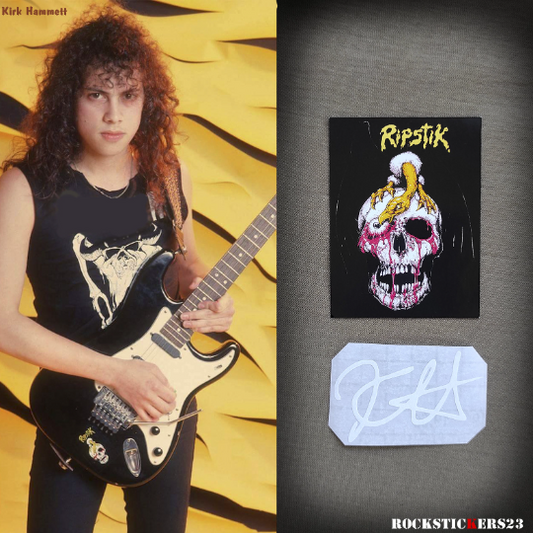 Kirk Hammett guitar stickers “Edna” Stratocaster RIPSTIK skull + autograph free!