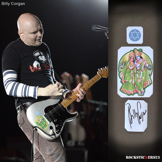 Billy Corgan guitar stickers Radha Krishna Smashing Pumpkins strat Jewish Star