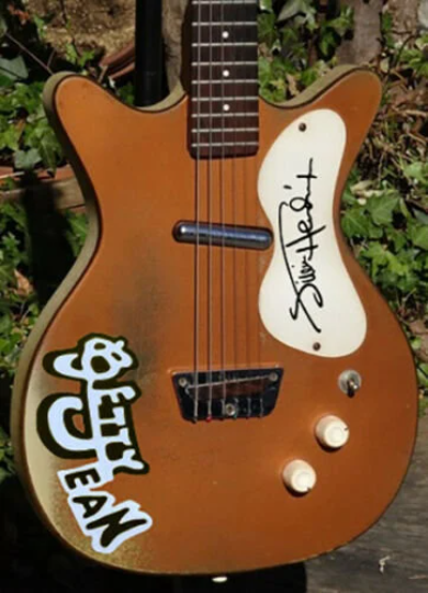 Jimi Hendrix guitar sticker "Betty Jean" Danelectro 3412 Shorthorn + autograph