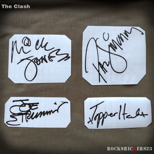 THE CLASH Autographs Stickers Joe Strummer, Paul Simonon, Mick Jones Toppers Headon Vinyl Decal