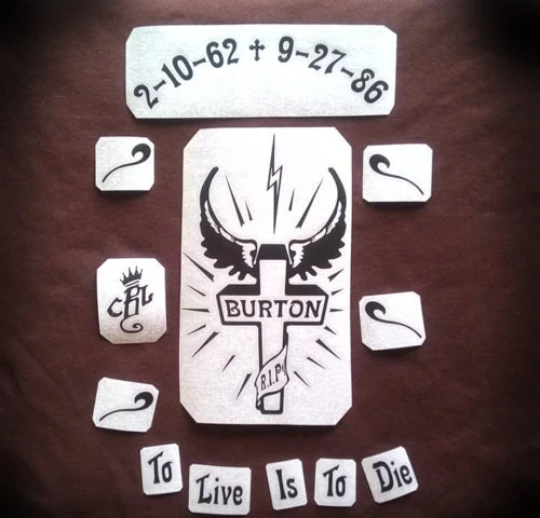 Cliff Burton guitar stickers James Hetfield Gibson vinyl decal R.I.P