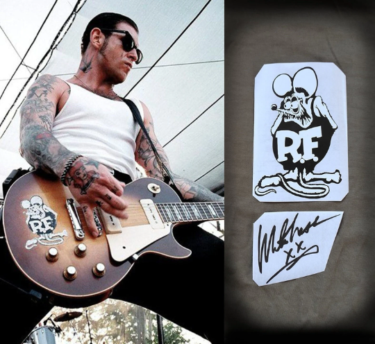 Mike Ness guitar stickers Rat Fink vinyl Hot Rod Social Distortion + autograph