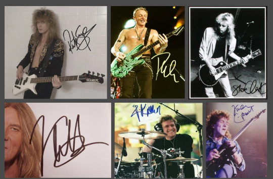 Def Leppard stickers autographs vinyl Joe Elliot, Rick Savage, Rick Allen, etc