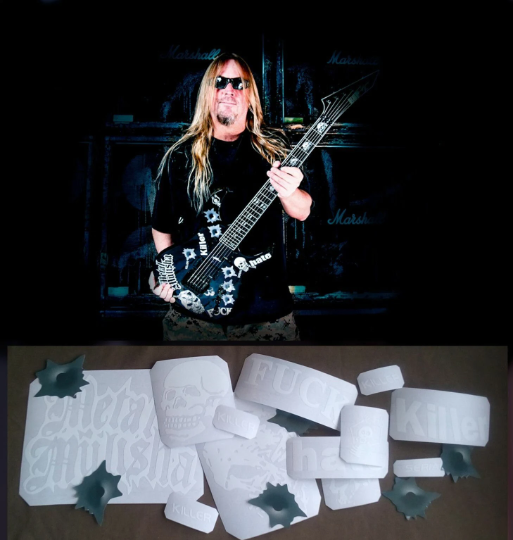 Jeff Hanneman guitar vinyl stickers Killer ESP Slayer metal band signature decal
