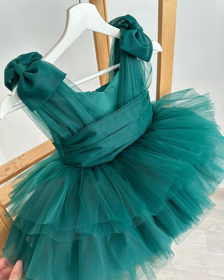 Emerald tulle dress for birthday party, Green tutu dress