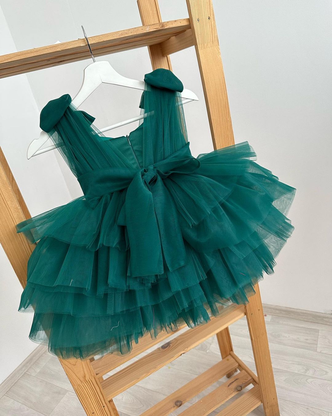 Emerald tulle dress for birthday party, Green tutu dress