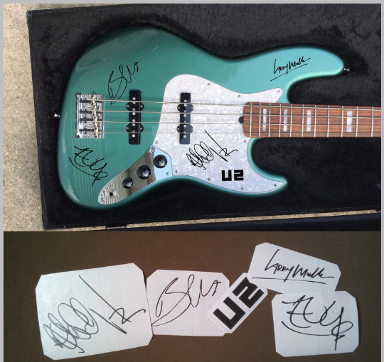 U2 autographs stickers vinyl Bono, The Edge, Adam Clayton,Larry Mullen Jr. Set 5 | Kenesberem