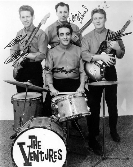 The Ventures autographs stickers Nokie Edwards, Don Wilson, Mel Taylor, Bob Bogle | Kenesberem