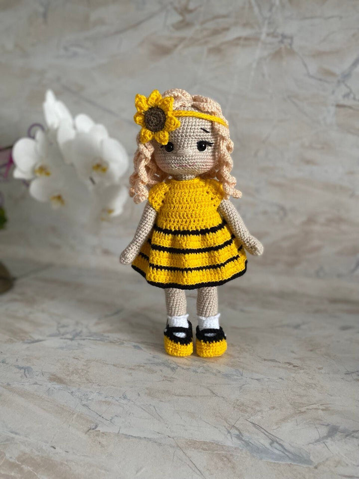 Custom doll sunflower, gift girl