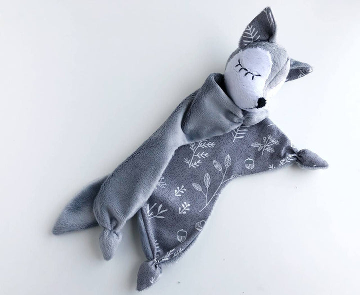 Wolf lovey blanket, baby lovey, stuff wolf baby gift, wolf baby shower, wolf nursery decor