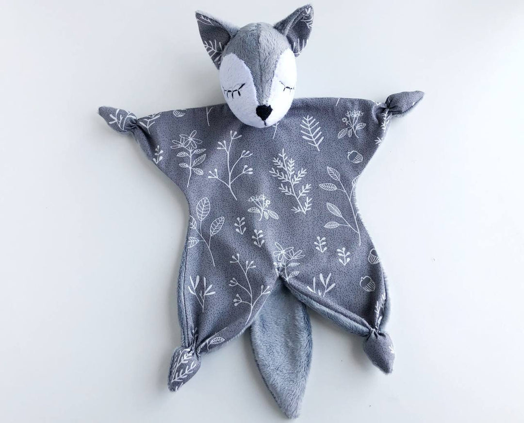 Wolf lovey blanket, baby lovey, stuff wolf baby gift, wolf baby shower, wolf nursery decor