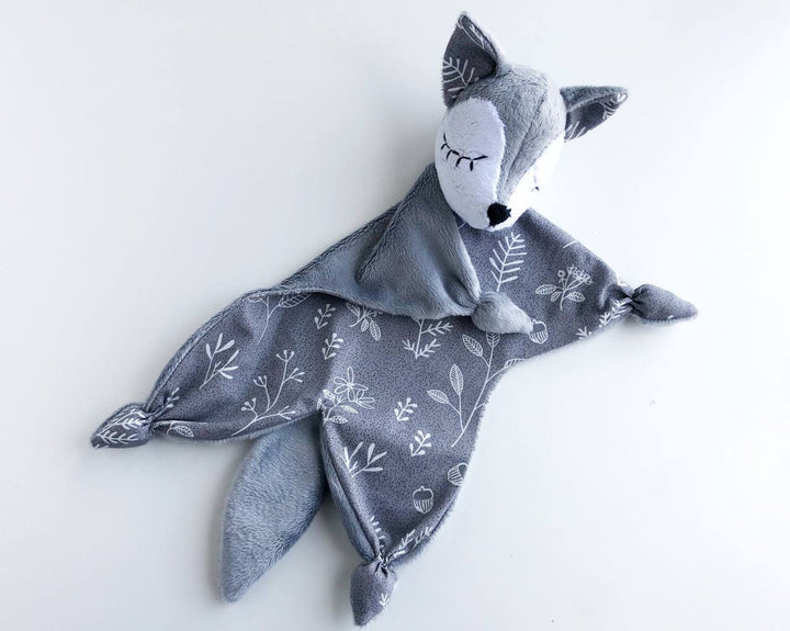 Wolf lovey blanket, baby lovey, stuff wolf baby gift, wolf baby shower, wolf nursery decor