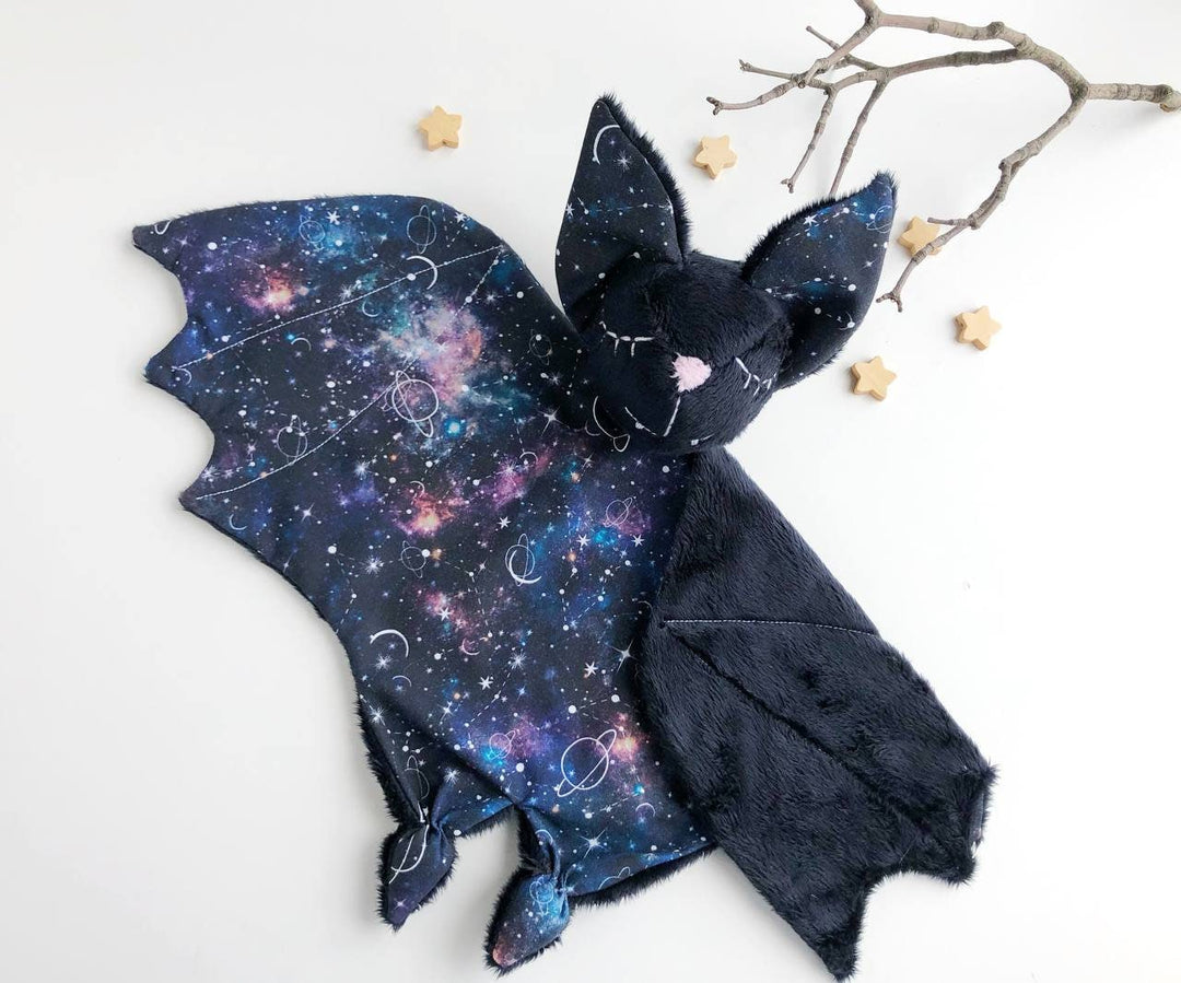 Personalised Bat lovey blanket, bat plush, Halloween baby shower gift, bat nursery decor, stuff bat for baby, security blanket, galaxy