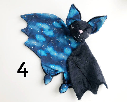 Bat lovey blanket, bat plush, Halloween baby shower gift, bat nursery decor, stuff bat for baby