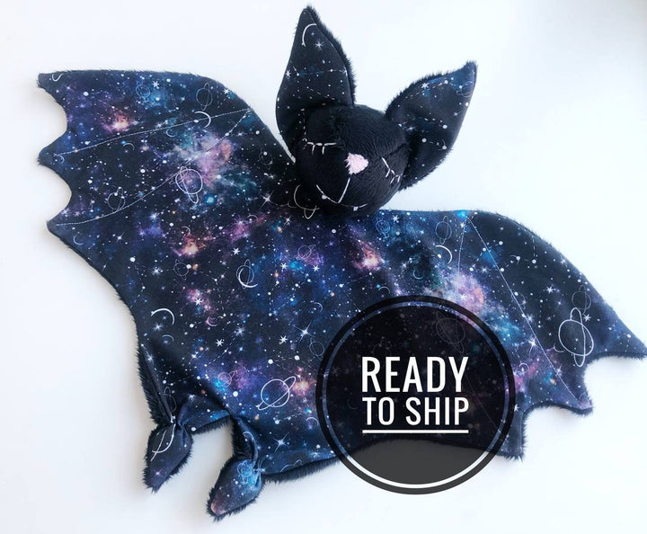 Bat lovey blanket, bat plush, Halloween baby shower gift, bat nursery decor, stuff bat for baby