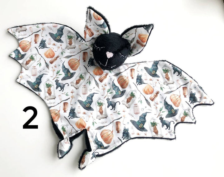 Bat lovey blanket, bat plush, Halloween baby shower gift, bat nursery decor, stuff bat for baby