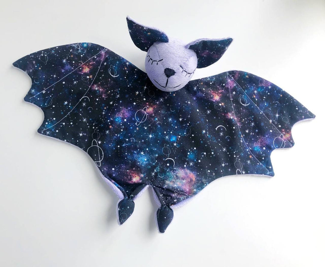 Bat lovey blanket, bat plush, Halloween baby shower gift, bat nursery decor, stuff bat for baby