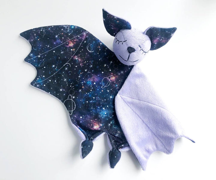 Bat lovey blanket, bat plush, Halloween baby shower gift, bat nursery decor, stuff bat for baby