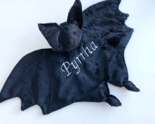 Halloween bat plush, Halloween baby shower gift, black bat lovey with spider, Halloween nursery decor, baby lovey blanket