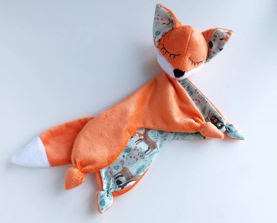 baby lovey, animal lovey, fox lovey blanket, fox doudou, baby comforter, fox baby shower