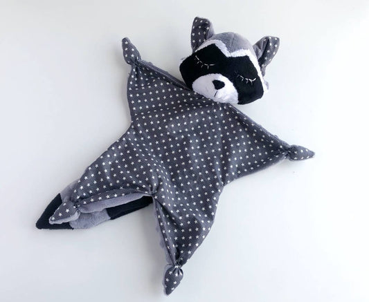 personalized lovey blanket, baby lovey, raccoon lovey plush, sleeping toy for baby, baby shower gift, new baby gift