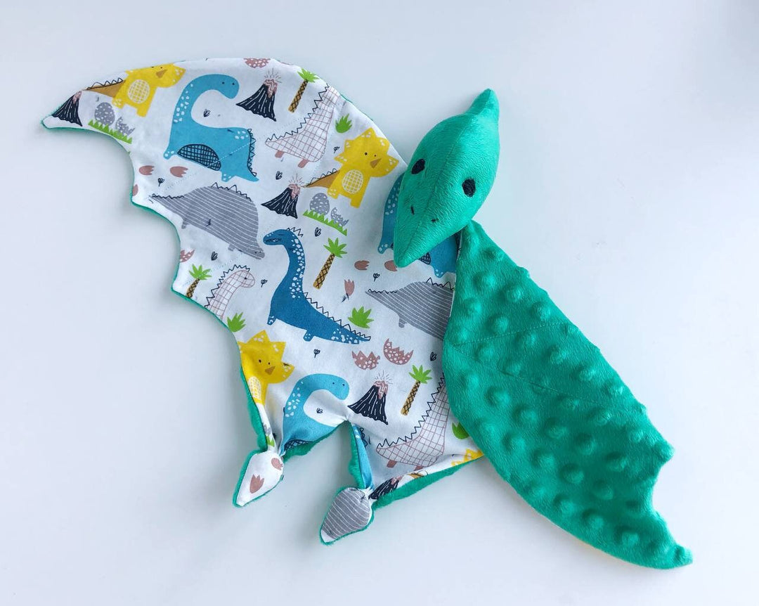 pterodactyl baby lovey blanket, dinosaur baby shower gift, Dino nursery decor