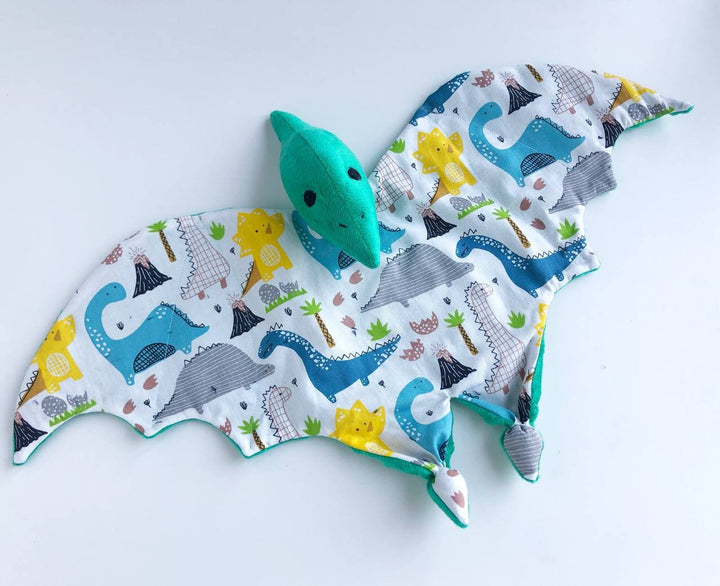 pterodactyl baby lovey blanket, dinosaur baby shower gift, Dino nursery decor