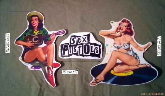Punk rock graphic vinyl decals for electric guitars