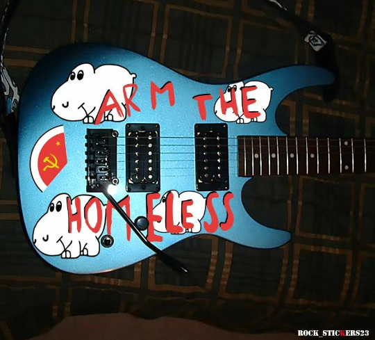 Tom Morello guitar decal hippopotamuses design